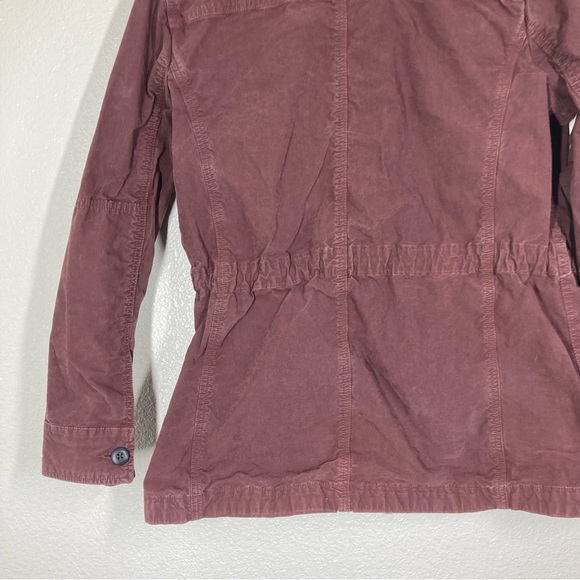 Lucky Brand Utility Cargo Jacket Womens Large Burgundy Cotton Zip And Buttons - Picture 11 of 14